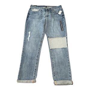 NWT Gap Jeans Sexy Boyfriend Fit Blue Denim Distressed Light Indigo Women’s 28